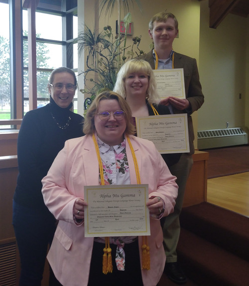 Japanese Honor Students Bunnie Foster, Holly Schaub, and Jake Dickson